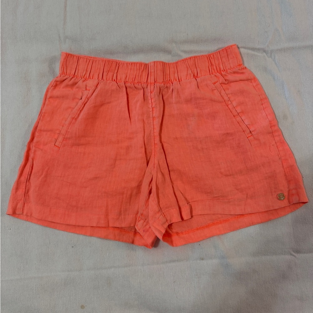 Lilly Pulitzer Coral High-Waist Linen Blend Shorts